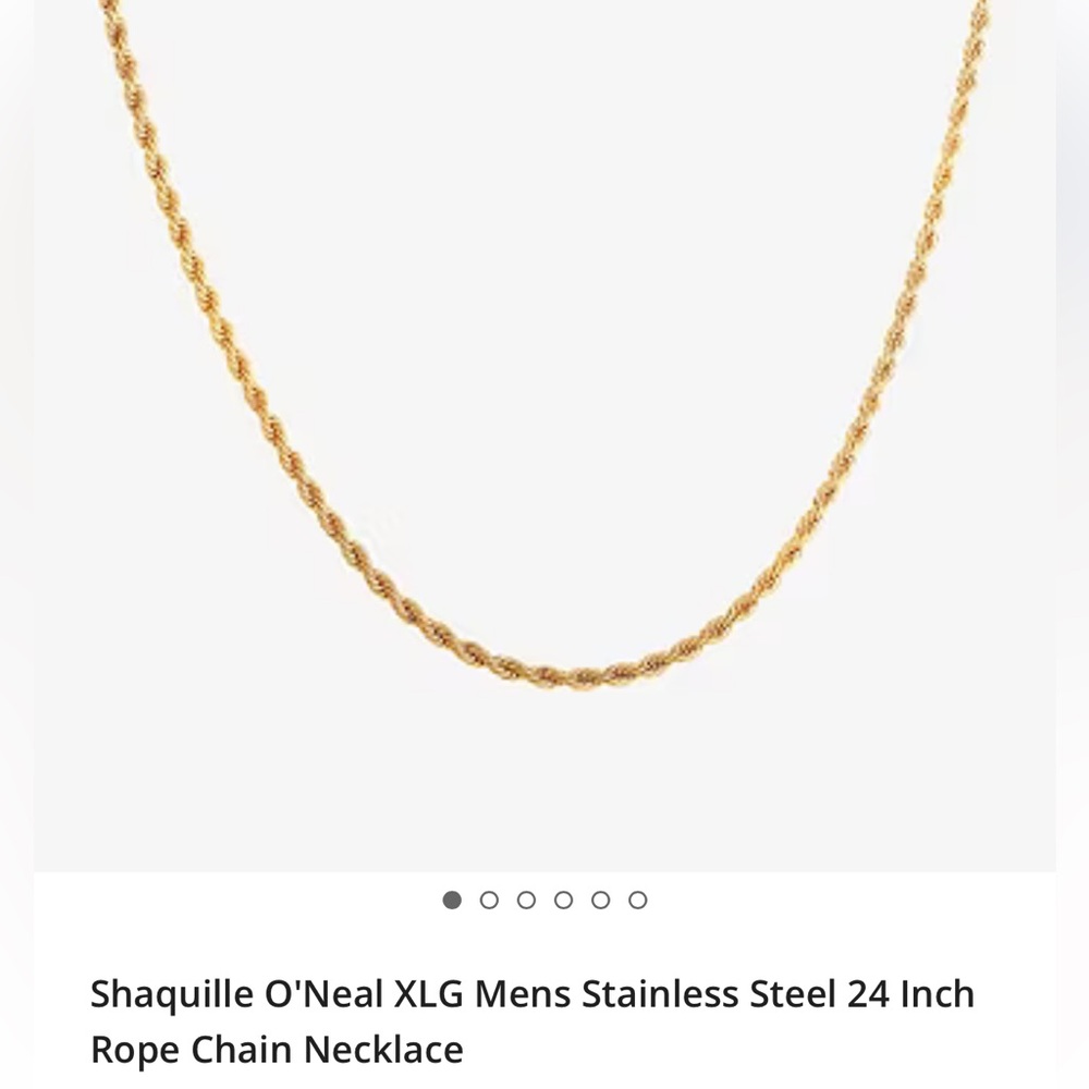 Shaquille O’Neal Men’s Stainless Steel XLG Rope Chain Gold Necklace 24 In